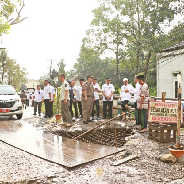 Rusak, Wabup Serang Najib Hamas Tinjau Jembatan Cikambuy