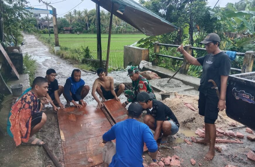 Babinsa Koramil 0115/Cimanggu Gotong Royong Bersama Warga…