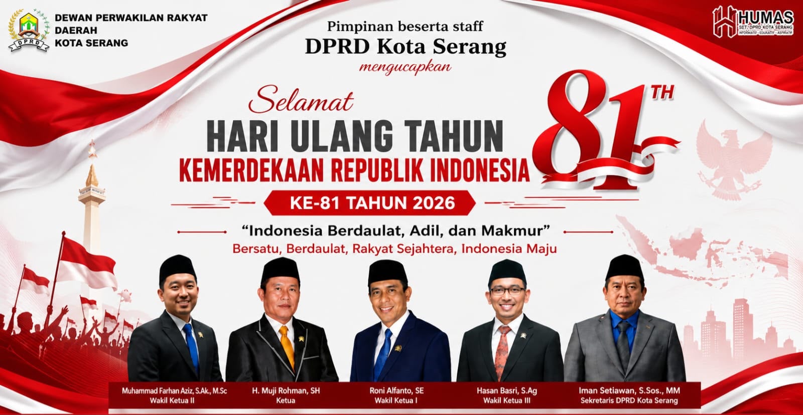 Pimpinan beserta seluruh staf DPRD Kota Serang mengucapkan…